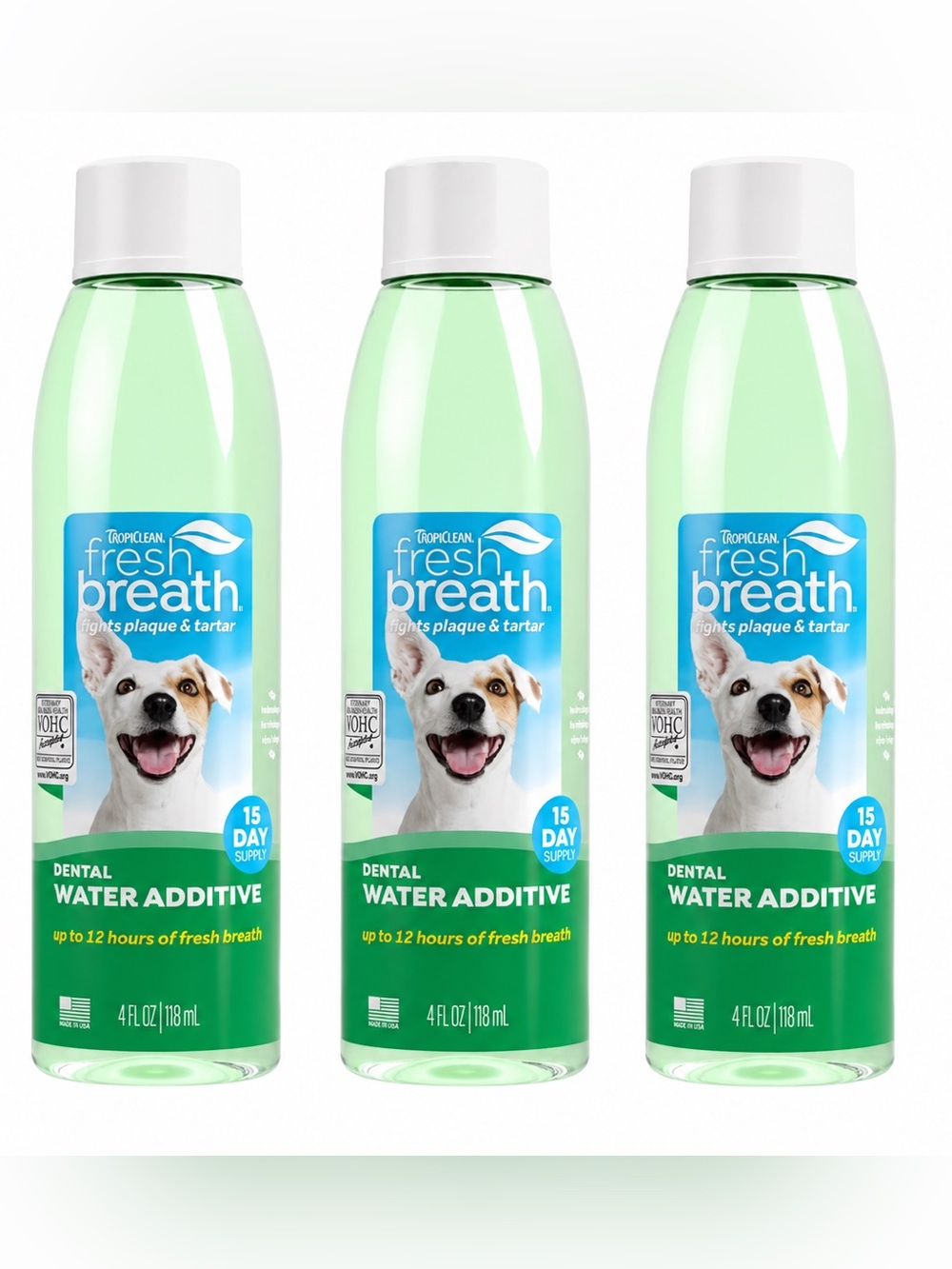 Set of 3, TropiClean Dog Fresh Breath Dental Health Solutions, 3 x 4 fl. oz